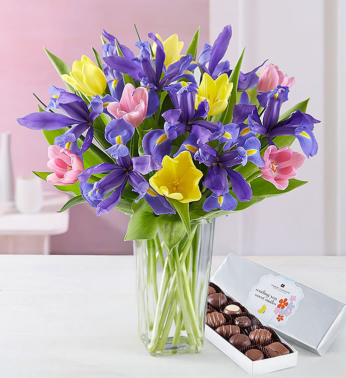  Fanciful Spring Tulip & Iris Bouquet