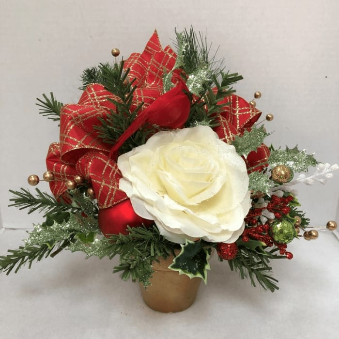 White Christmas Silk Posie Pot