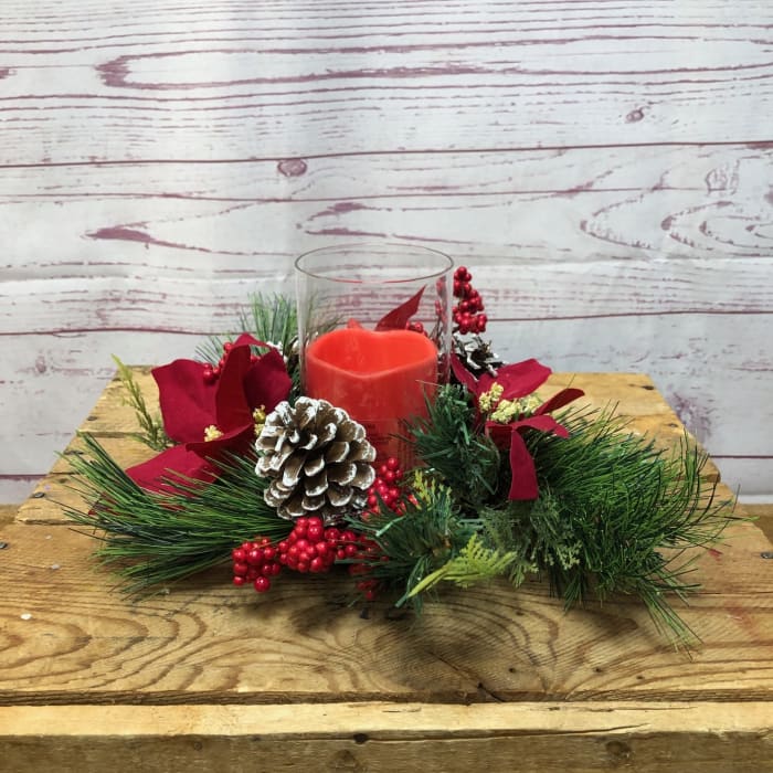 Classic Red Christmas Silk (Artificial) Centerpiece