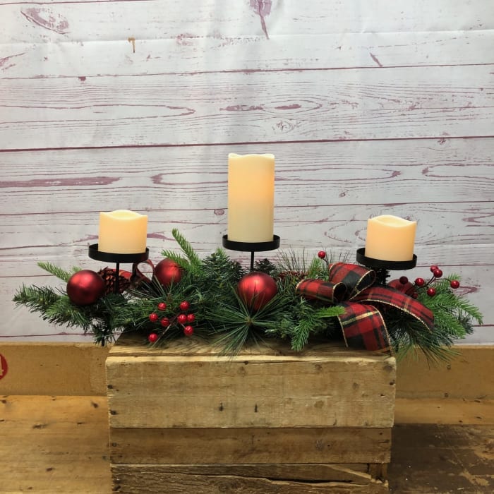 Red Christmas Silk (Artificial) Candle Arrangements