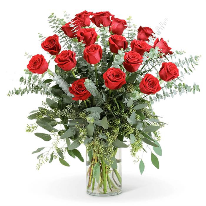 Red Roses with Eucalyptus Foliage (18)