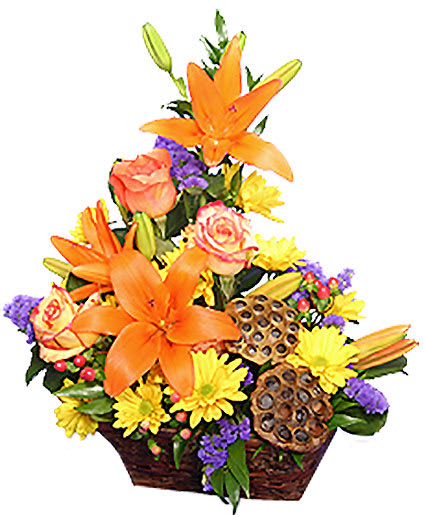 Expressions Of Fall Flowers In A Basket