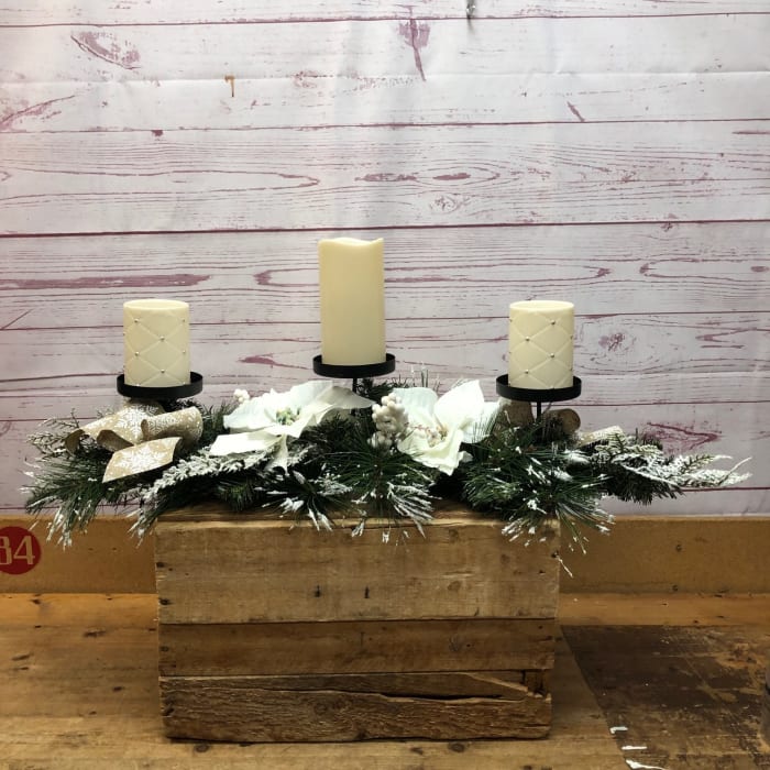 White Christmas Silk (Artificial) Candle Arrangement