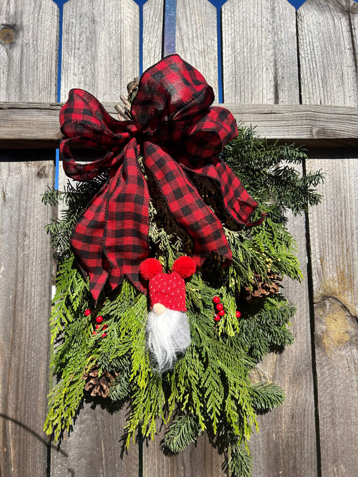 Handmade Christmas Swagg with Bow and Decor
