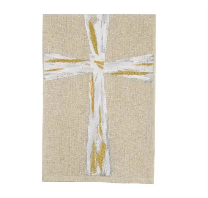 Cross hand painted towel