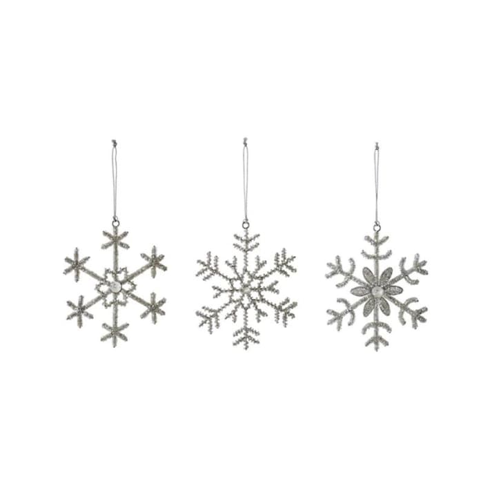 Glass Bead and Jewel Snowflake Ornament