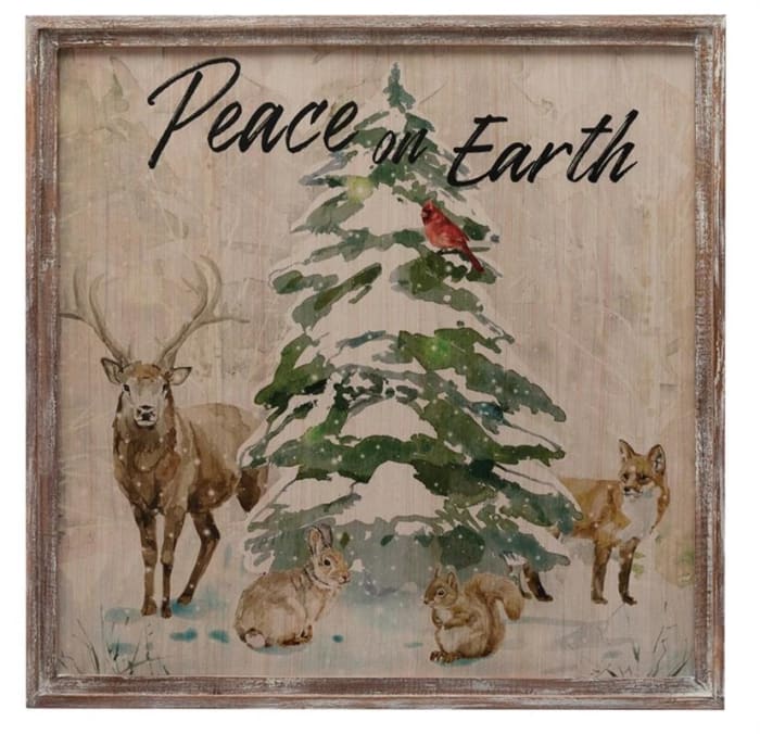 Peace on Earth Wood Framed Wall Decor