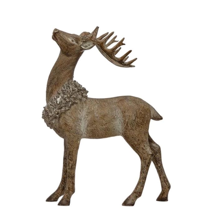 Resin Reindeer with Wreath and LED Lights