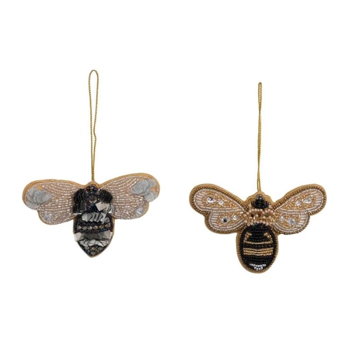 Beaded Fabric Bee Ornament