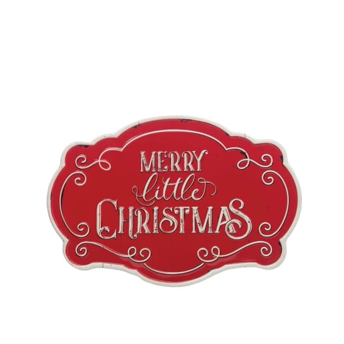 Merry Little Christmas Embossed Metal Wall Decor