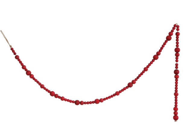 72" Wood Bead Garland Red