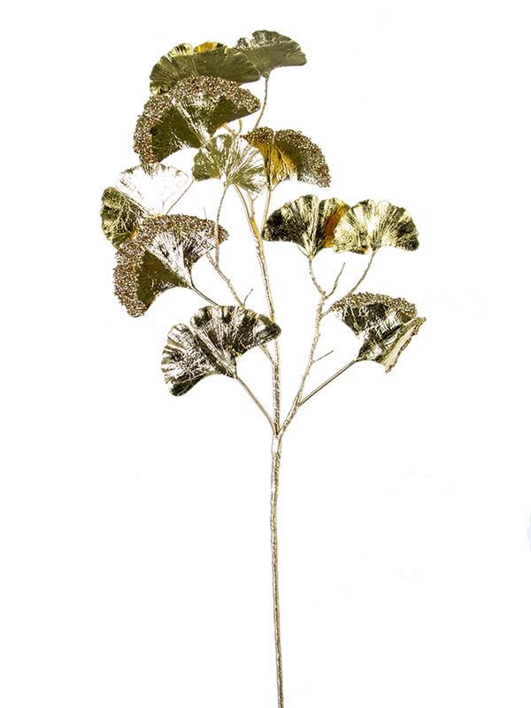 32" Glitzy Gingko Spray Gold