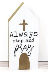 Stop & Pray Wood Tabletop Church