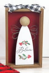 Believe Wood Angel Shadow Box