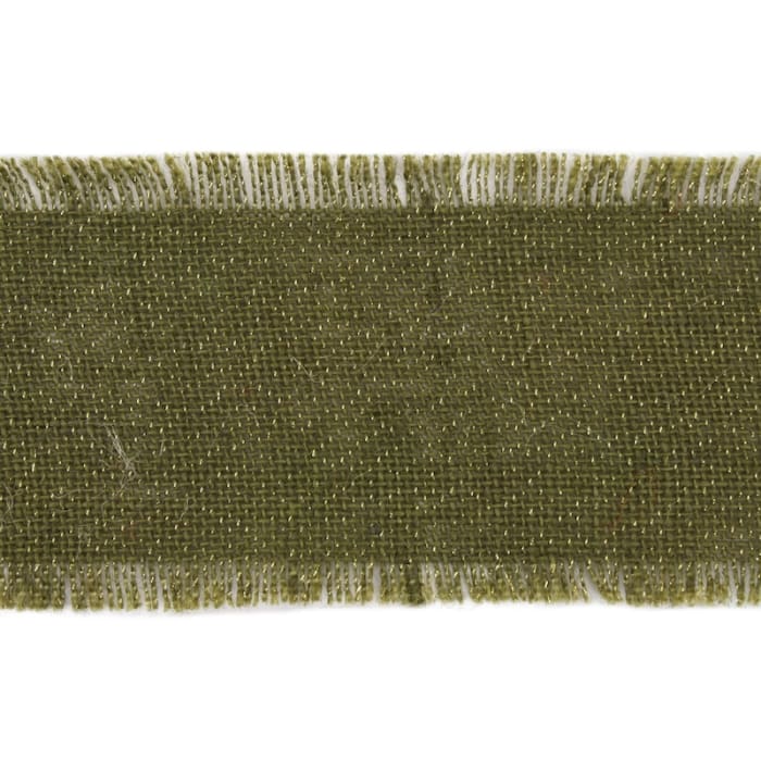 Ribbon Gold Glitter Burlap Olive Fringe 4"x10yd