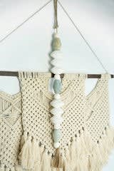 26.5" x 2.5" Light Blue & White Wood Blessing Bead