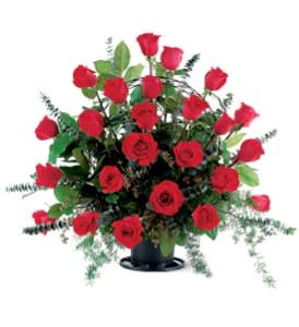Blooming Red Roses Basket