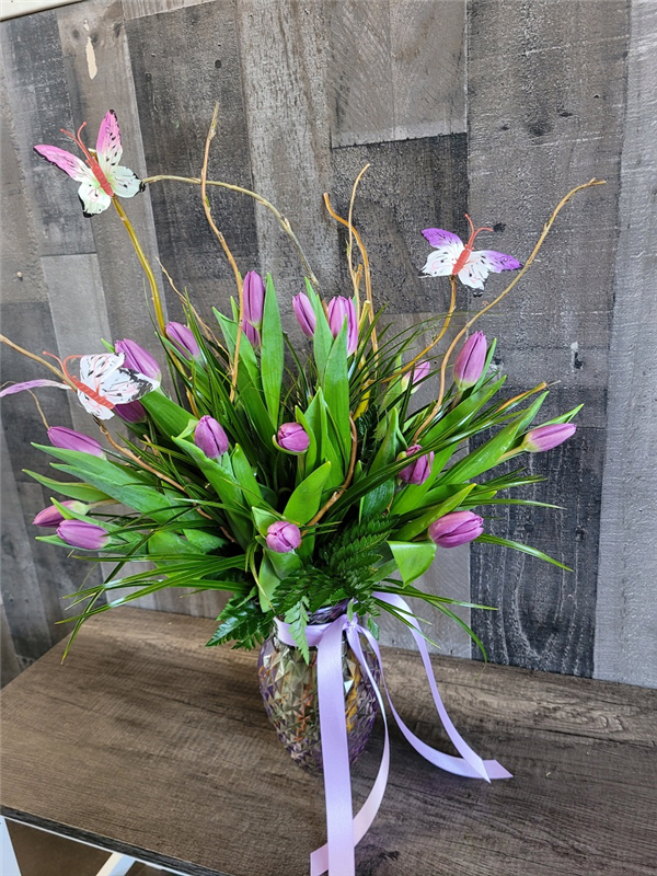 Purple Tulip Garden & Butterfly
