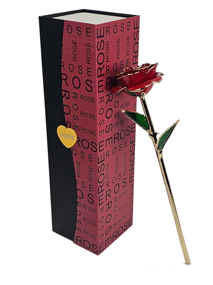 Red Rose Trimmed in 24K Gold
