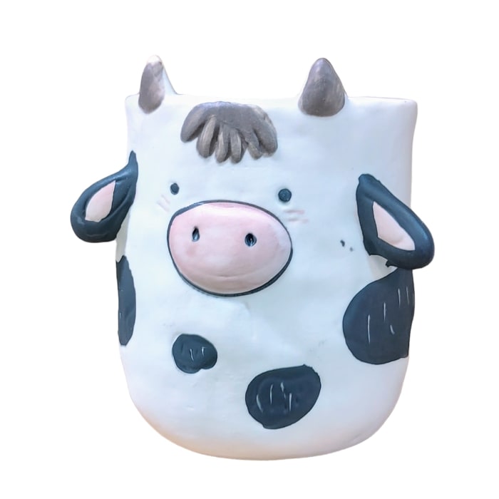 Cow Plant Parent Buddies 4.7" H Ceramic Planter W/Drainage