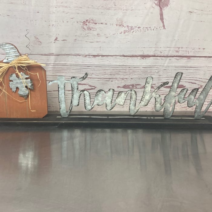 Metal & Wooden Sitting Pumpkin Signs