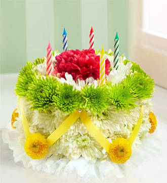 Birthday Flower Cake ® - Green and Yellow