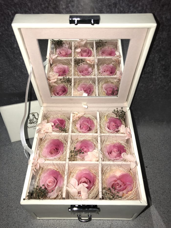 Preserved Pink Rose Jewelry Box