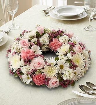 Pink and White Wreath Centerpiece