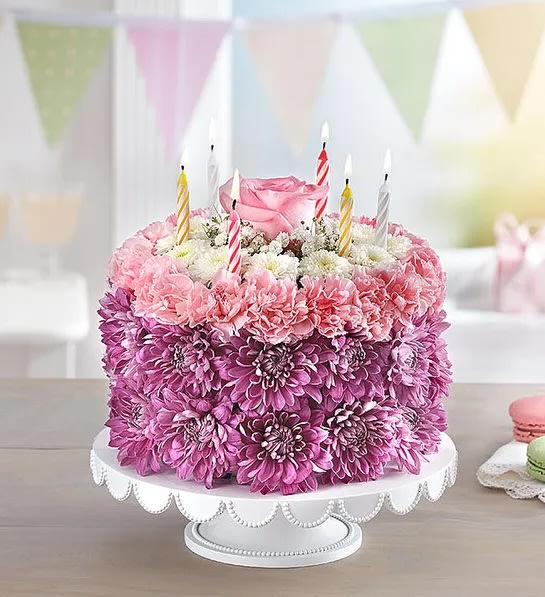 Happy Birthday Wishes Flower Cake™ Pastel