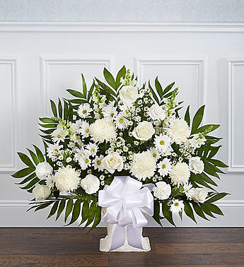 Heartfelt Tribute White Floor Basket