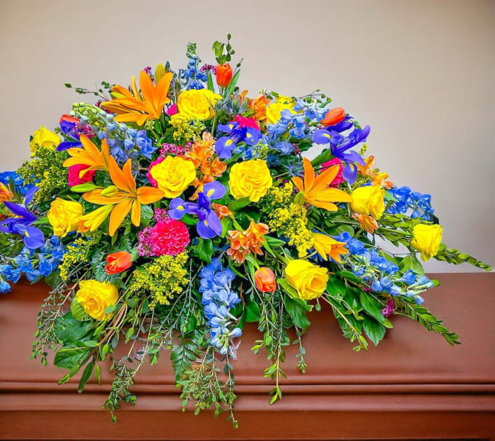 Bright and Beautiful Casket Spray