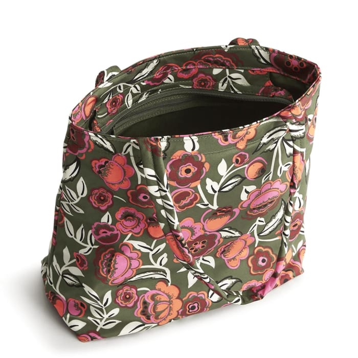 Small Original Tote - Bubbly Flowers Green