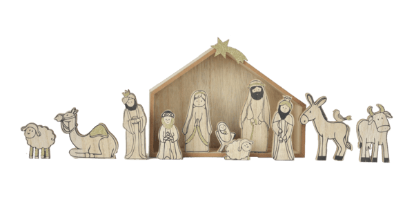 12 Piece Wood Nativity Set