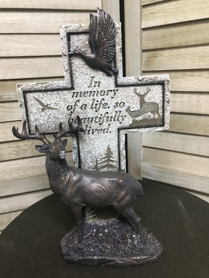 Stone Cross With Deer