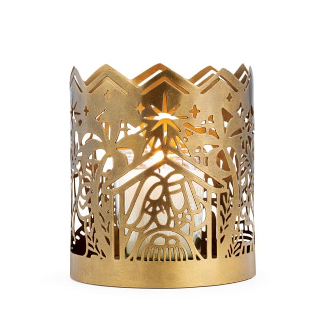 Metal Nativity Candle Sleeve