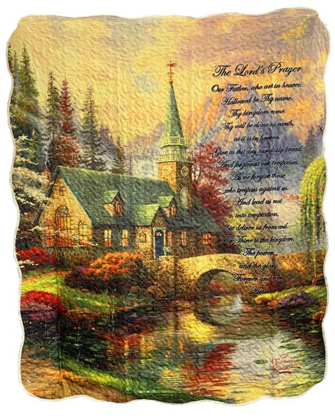 Tapestry Throw, Church, Lord's Prayer, 50" x 60"