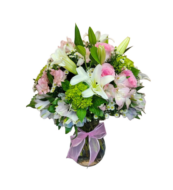 N-7 Arreglo de rosas, lirios, alstroemerias y spray roses