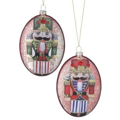 5.3'' MERC GLASS NUTCRACKER OVAL DISC ORNAMENT