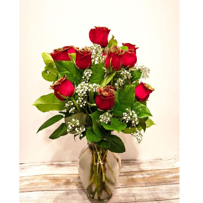 1 Dozen Glittered Roses