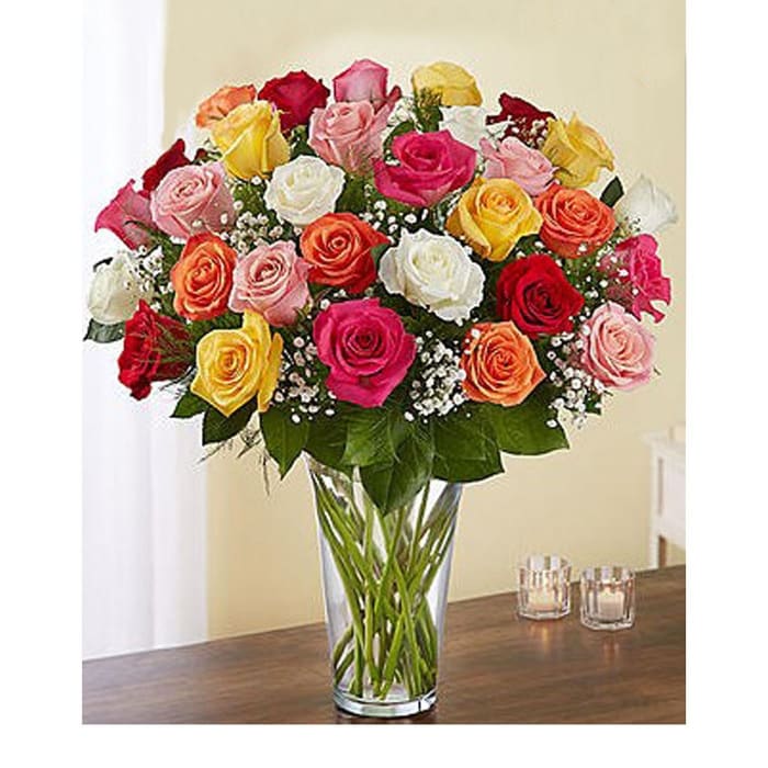 36 Multi Colored Rose Vase
