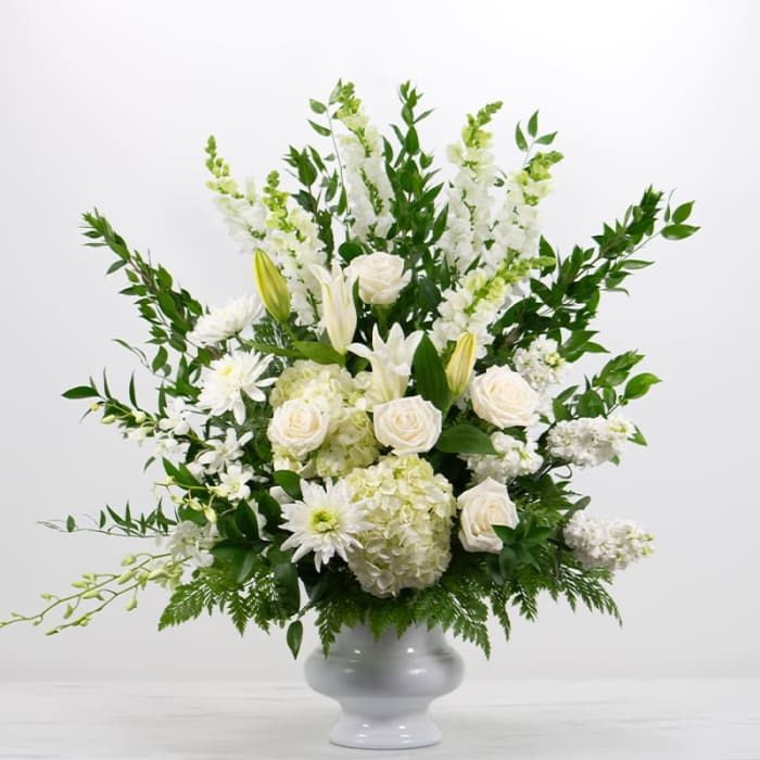 Traditional White Urn Arrangement