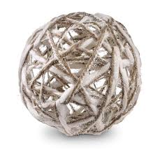 6 INCH CREAM & TAN YARN BALL ORNAMENT