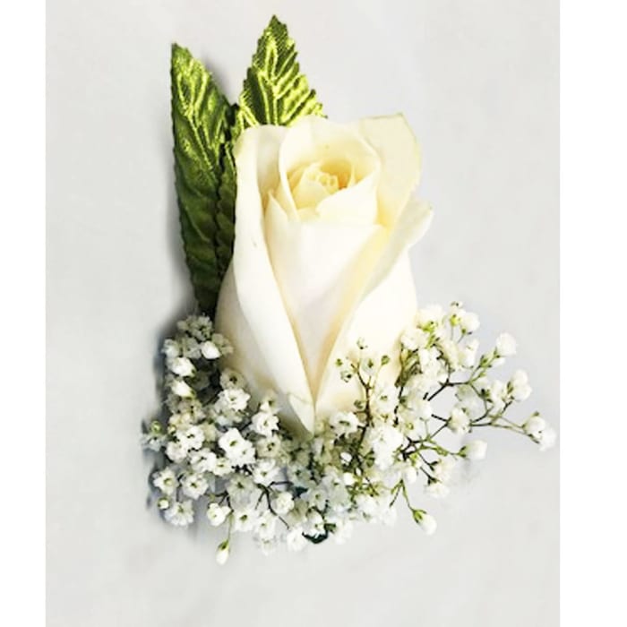 Single White Rose Boutonniere