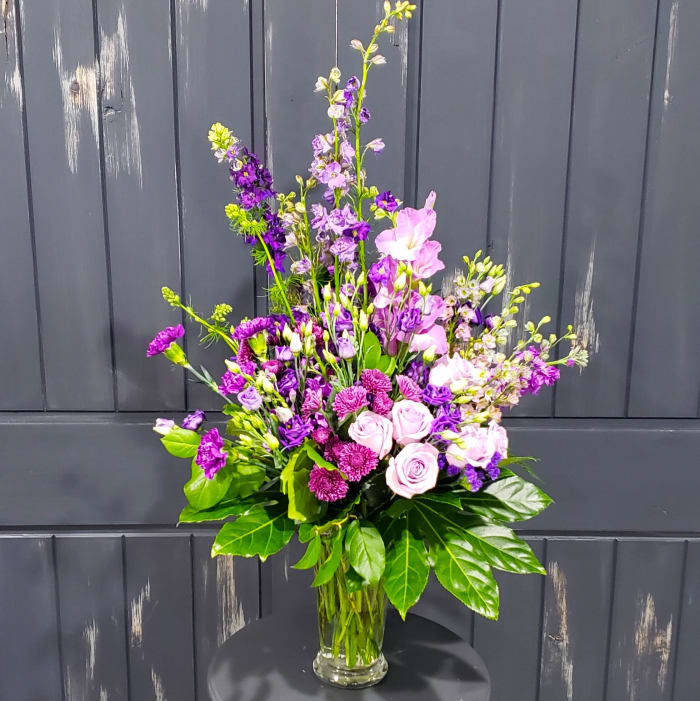 Perfection in Purple Vased Arrangement