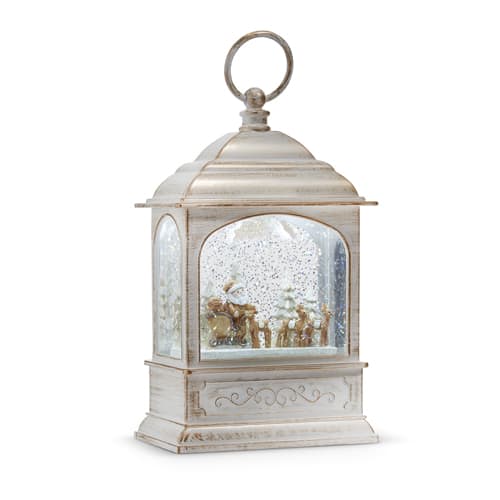 WHIMSICAL SANTA & REINDEER ANIMATED MUSICAL WATER LANTERN 8.75''