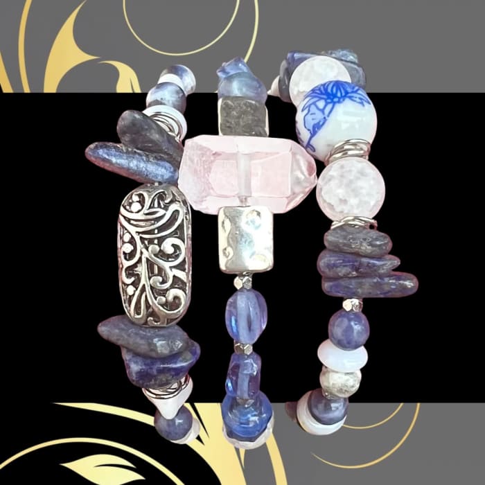 Natural Stone/Glass/Metal Bracelets