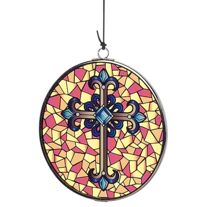 Wind Chime with Cross Sail - Blue and Orange 35"