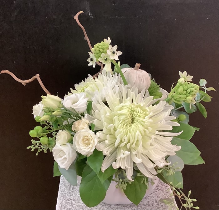 White arrangement in a vase