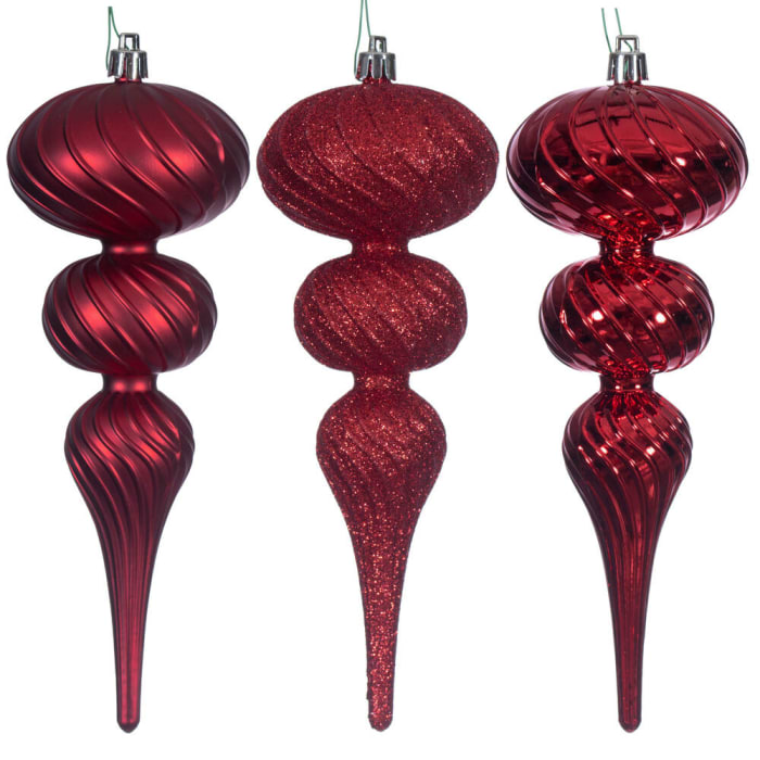 RED SWIRL FINIAL ORNAMENT 8''