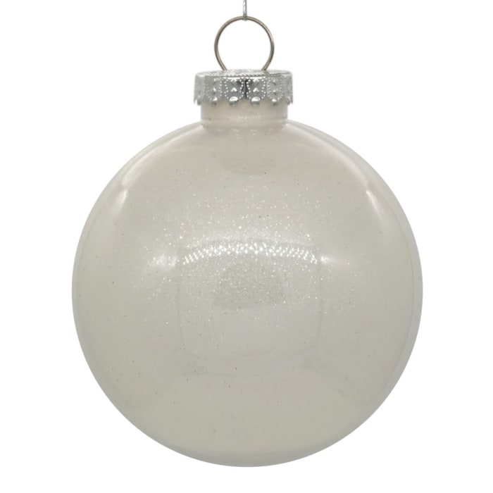 WHITE GLITTER CLEAR BALL 4.75''